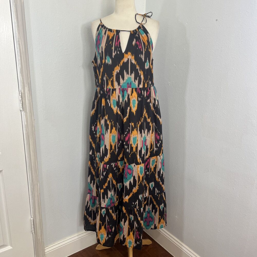 Charlie Paige Midi Dress Womens Small Petite Abstract Multi Tiered
